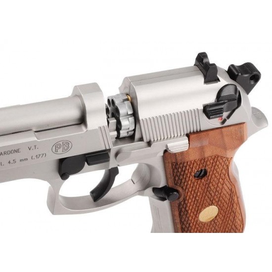 Umarex Beretta M92 FS Nickel with Wooden Grip Umarex Beretta M92 FS Nickel with Wooden Grip