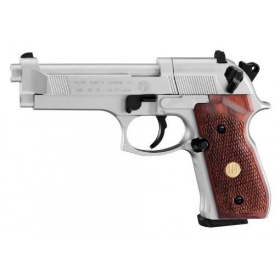 Umarex Beretta M92 FS Nickel with Wooden Grip Umarex Beretta M92 FS Nickel with Wooden Grip