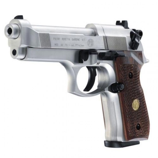 Umarex Beretta M92 FS Nickel with Wooden Grip Umarex Beretta M92 FS Nickel with Wooden Grip